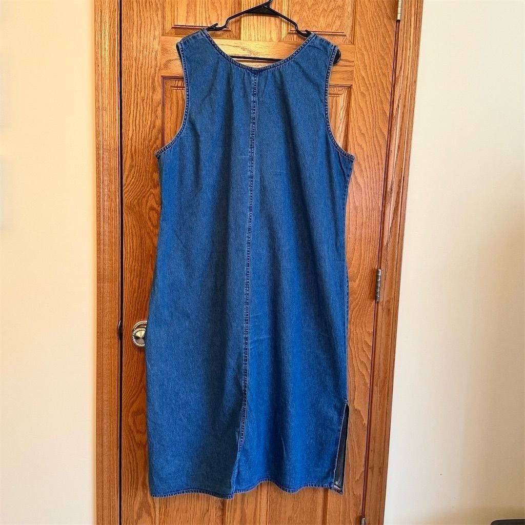 Other Expressions Plus 22W Denim Dress Blue American Flag Sleevel Size XXL / US 16-18 / IT 52-54 - 2 Thumbnail