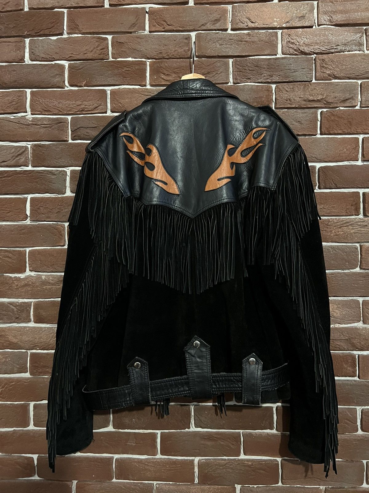 Vintage vintage biker leather suede fringe jacket flames rare 3XL Size US XXL / EU 58 / 5 - 2 Thumbnail
