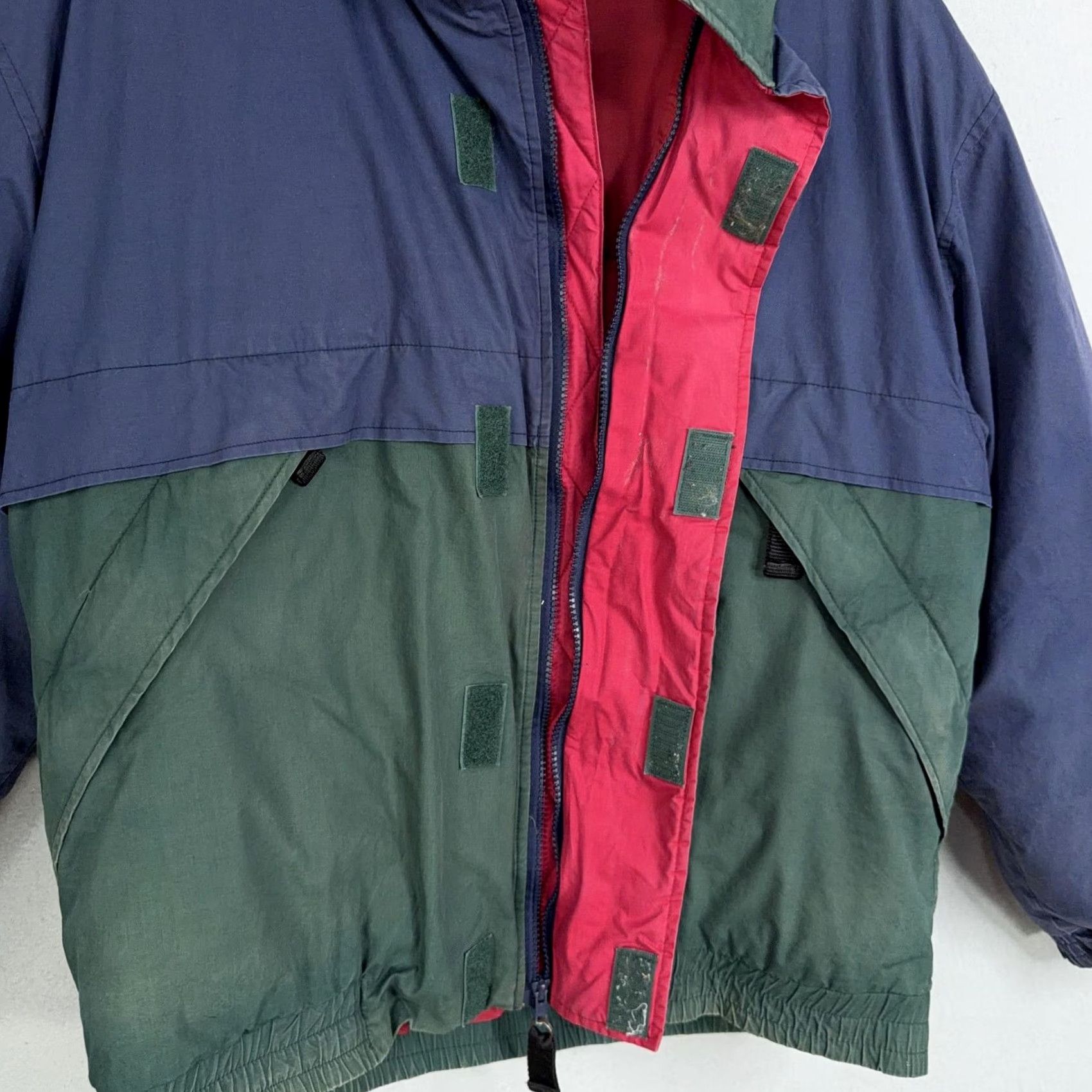 Vintage Outdoor Exchange Jacket Mens M Hooded Down Puffer Blue Green Stand-Up Collar Zip Full Zip Casual Winter 90s Style Size US M / EU 48-50 / 2 - 6 Thumbnail
