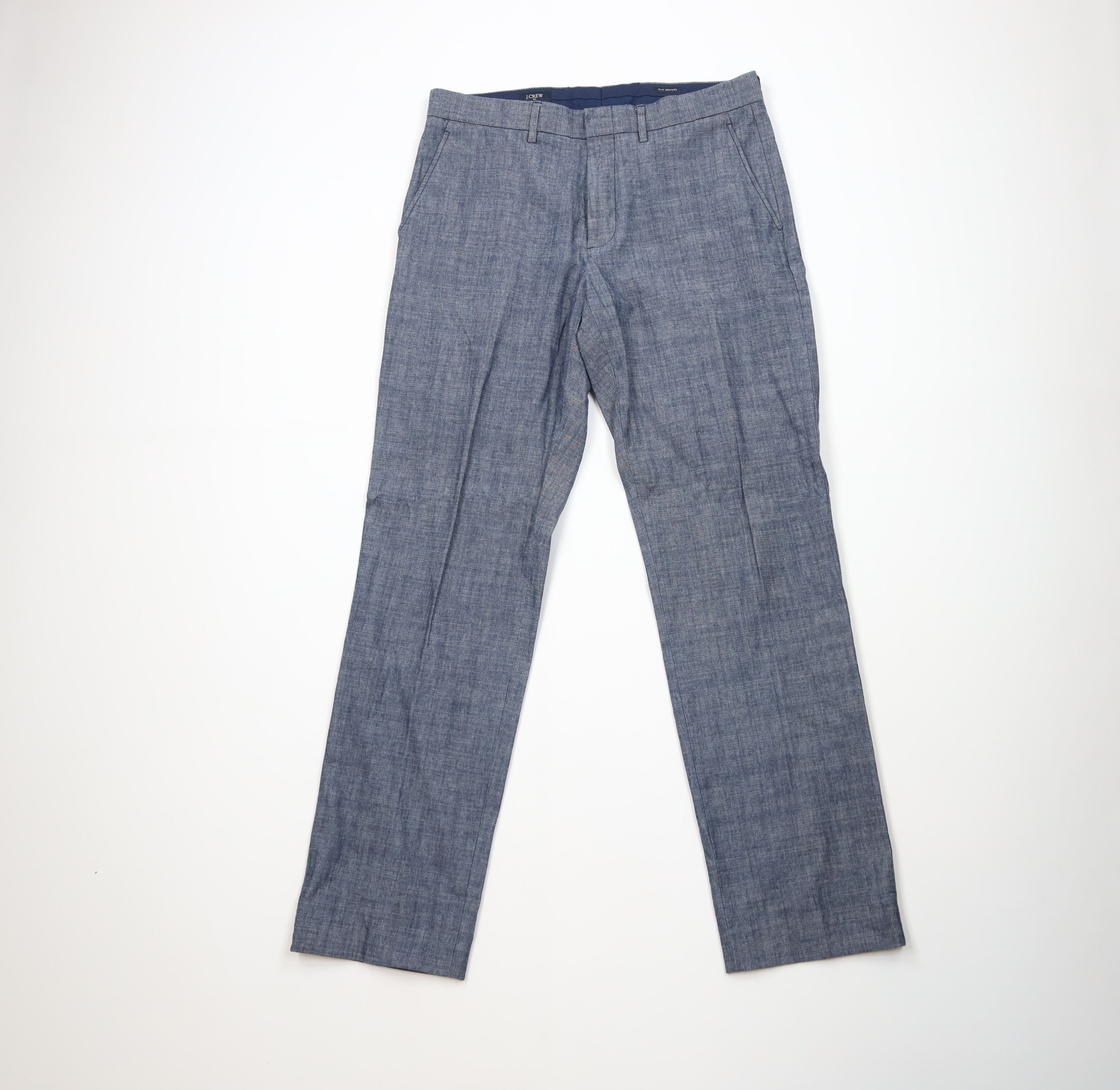 J.Crew J Crew Slim Fit Chambray Straight Leg Chino Pants Blue Size US 31 - 1 Thumbnail