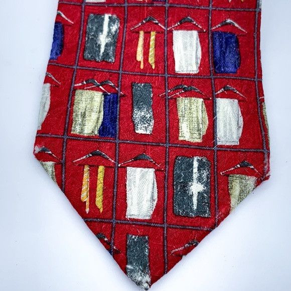 Ermenegildo Zegna Ermenegildo Zegna Red and Blue Geometric Tie Size ONE SIZE - 4 Thumbnail