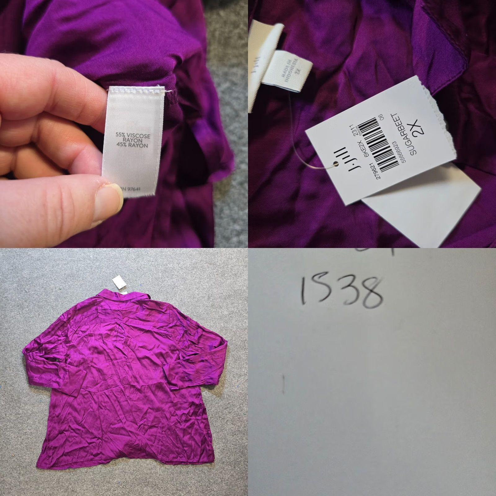 J. Jill J Jill Top Women 2X Purple Satin Button Long Sleeve Blouse Casual Shirt Satin Buttoned Vintage No Womens Shirt Contemporary Casual Sleeve Short-Long? Size XXL / US 16-18 / IT 52-54 - 8 Thumbnail