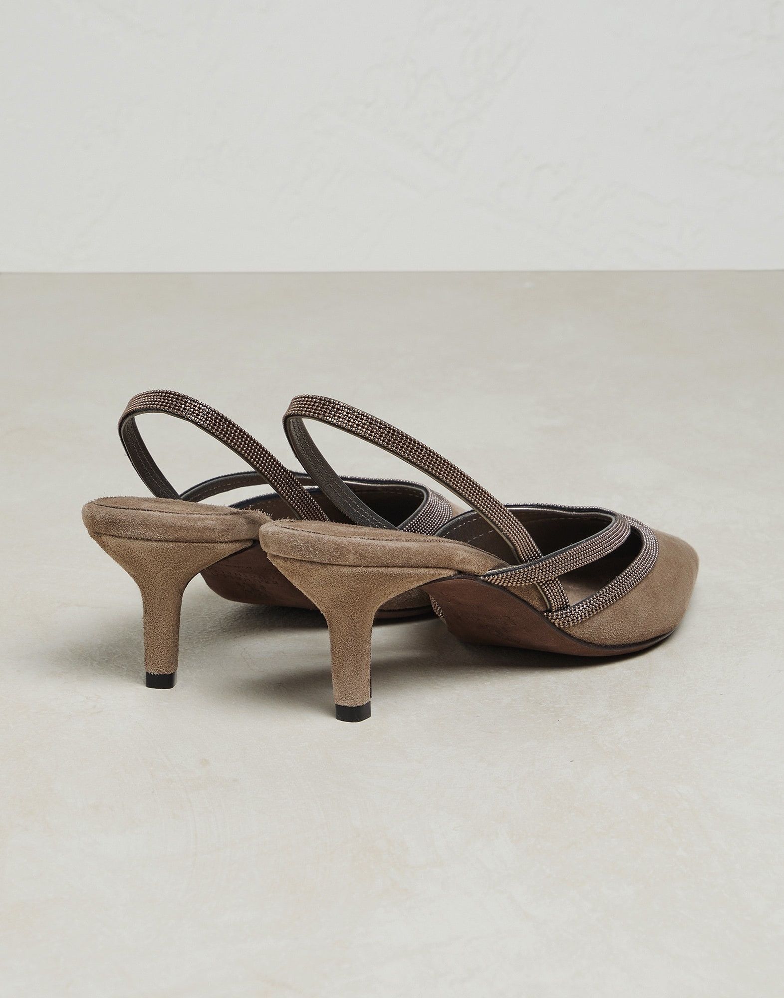 Brunello Cucinelli o1y0725 Leather Suede Pumps in Khaki Size US 6 / IT 36 - 3 Thumbnail