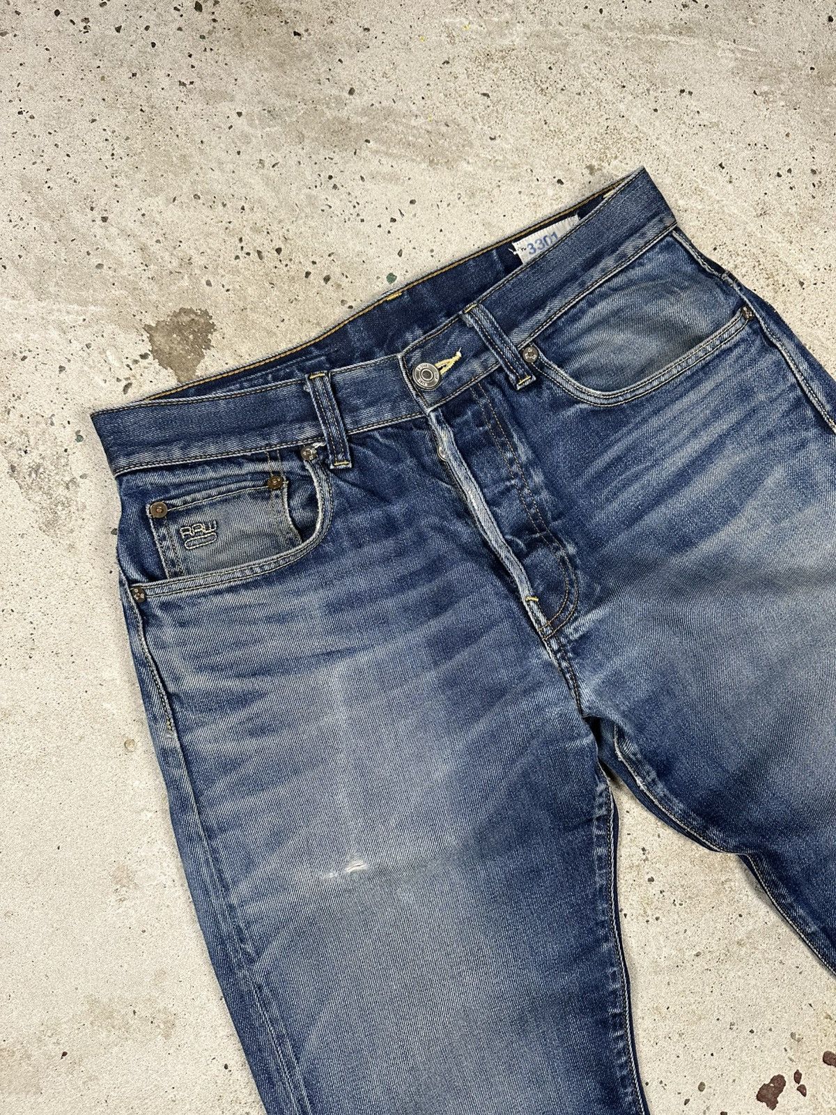 G-Star × Japanese Brand × Vintage Vintage Y2K G Star Raw 3301 Washed Navy Denim Pants Jeans Size US 30 / EU 46 - 7 Thumbnail