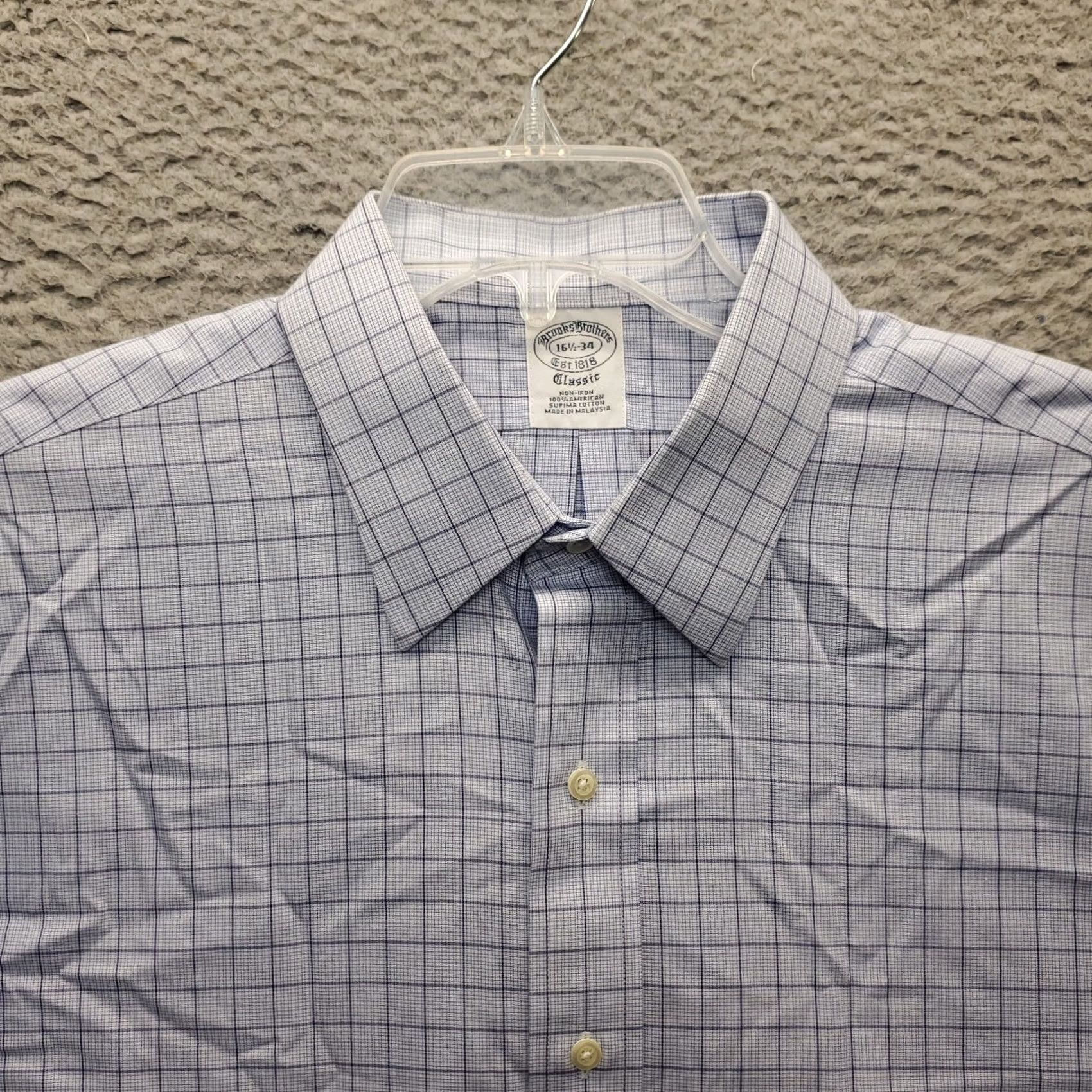 Brooks Brothers Brooks Brothers Dress Shirt Mens 16.5 Multicolor Check Non-Iron Classic Fit Button-Up Shirt Size 46R - 3 Thumbnail