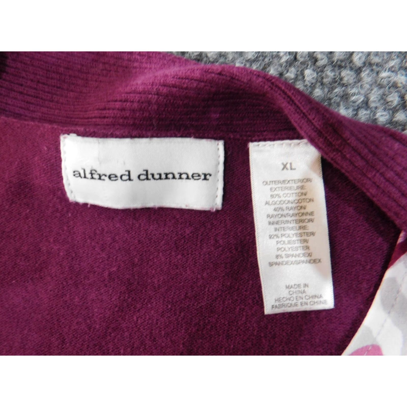 Vintage Alfred Dunner Sweater Cardigan XL Purple Floral Lined Rayon Womens Knit Raglan Sleeve Round Neck Modern American Size XL / US 12-14 / IT 48-50 - 4 Thumbnail