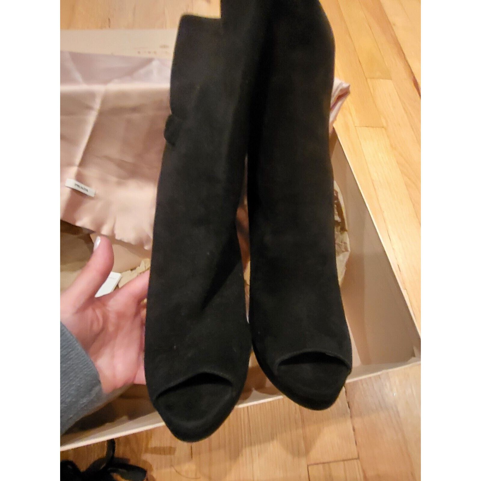 Prada Prada Peep Toe Suede Bootie. See Pictures For Imperfections. Size US 9 / IT 39 - 1 Thumbnail