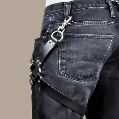 VIBE Punk Suspender Leather Harness Leg Belt Size ONE SIZE - 2 Thumbnail