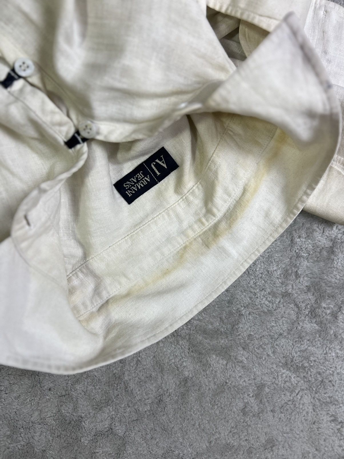 Armani Vintage Armani Jeans Linen Cotton Pullover Shirt Cream Beige Size US XL / EU 56 / 4 - 9 Thumbnail