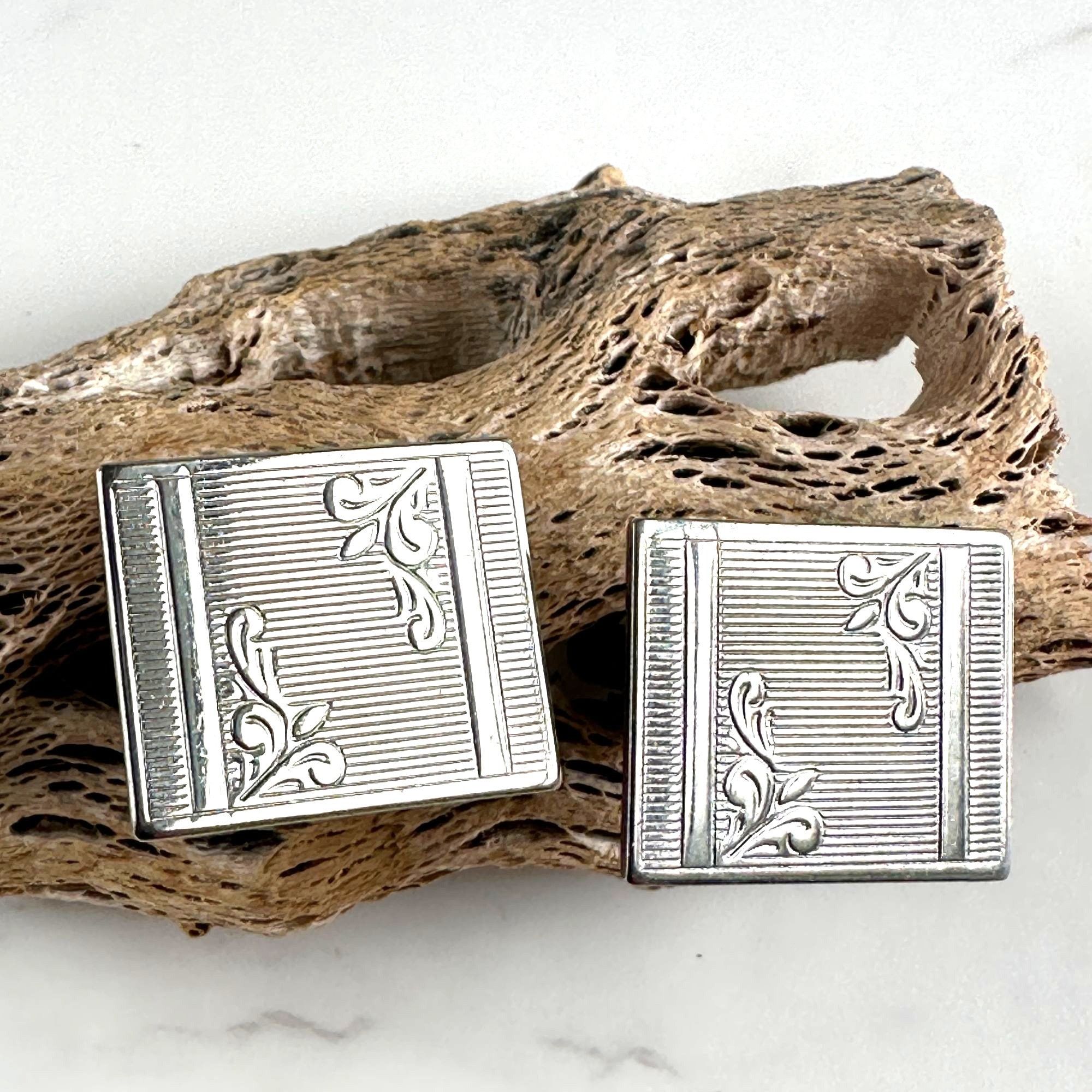 Vintage Vintage Silver Tone Cufflinks – Classic 60s Design Size ONE SIZE - 1 Thumbnail