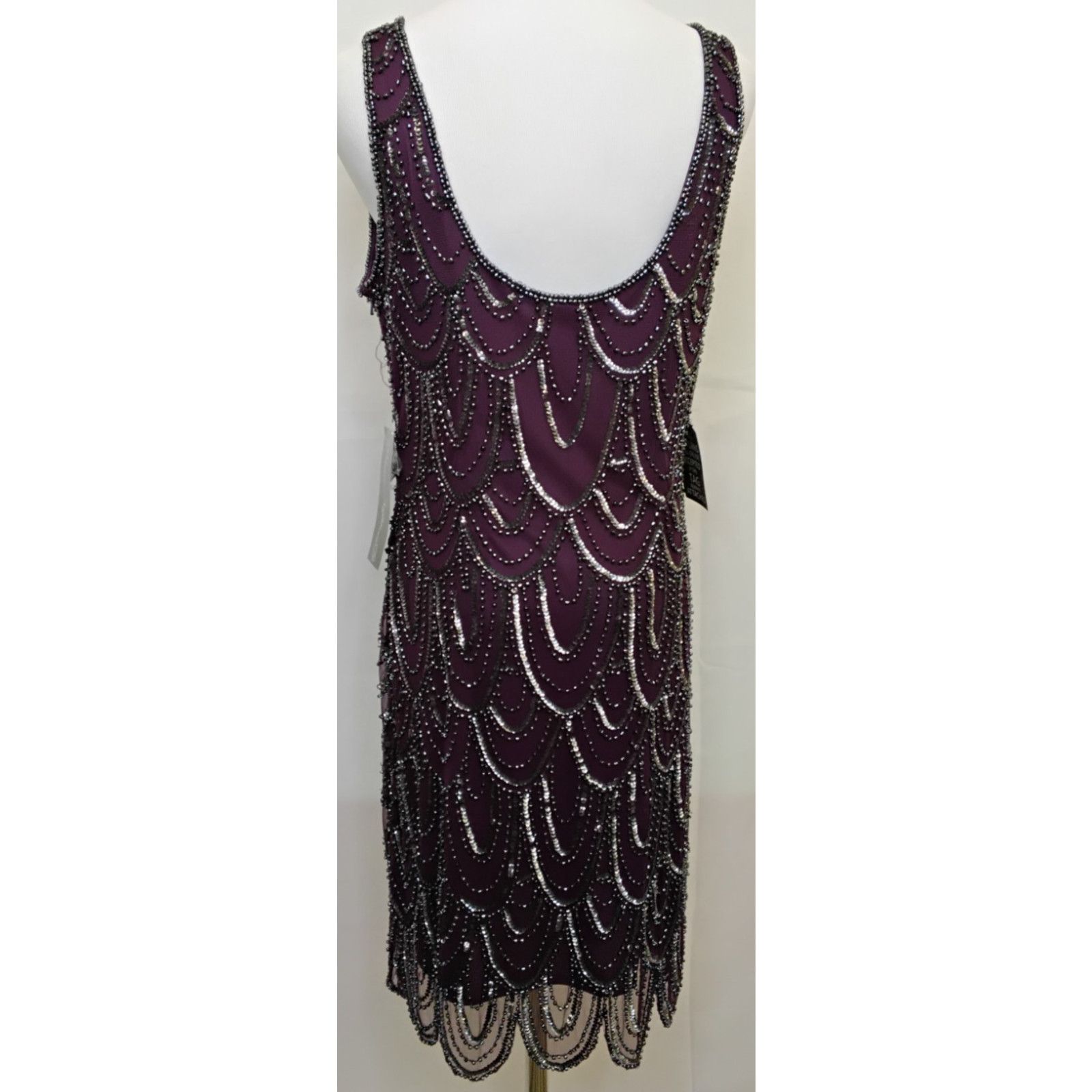 Other Pisarro Nights Carbon Beaded Dress Women's 10 Purple NWT Size L / US 10 / IT 46 - 3 Thumbnail