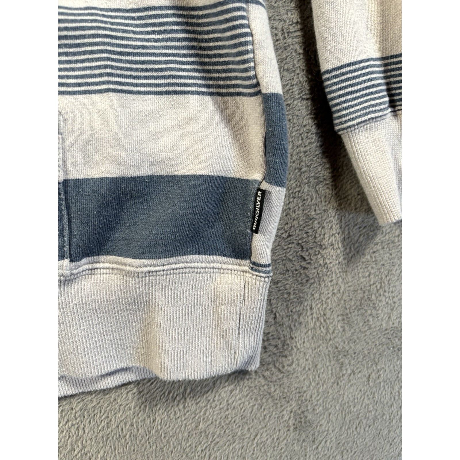 VINTAGE Quiksilver Hoodie Jacket Full Zip Adult XL Striped Multicolor Logo 90s Skater Mens