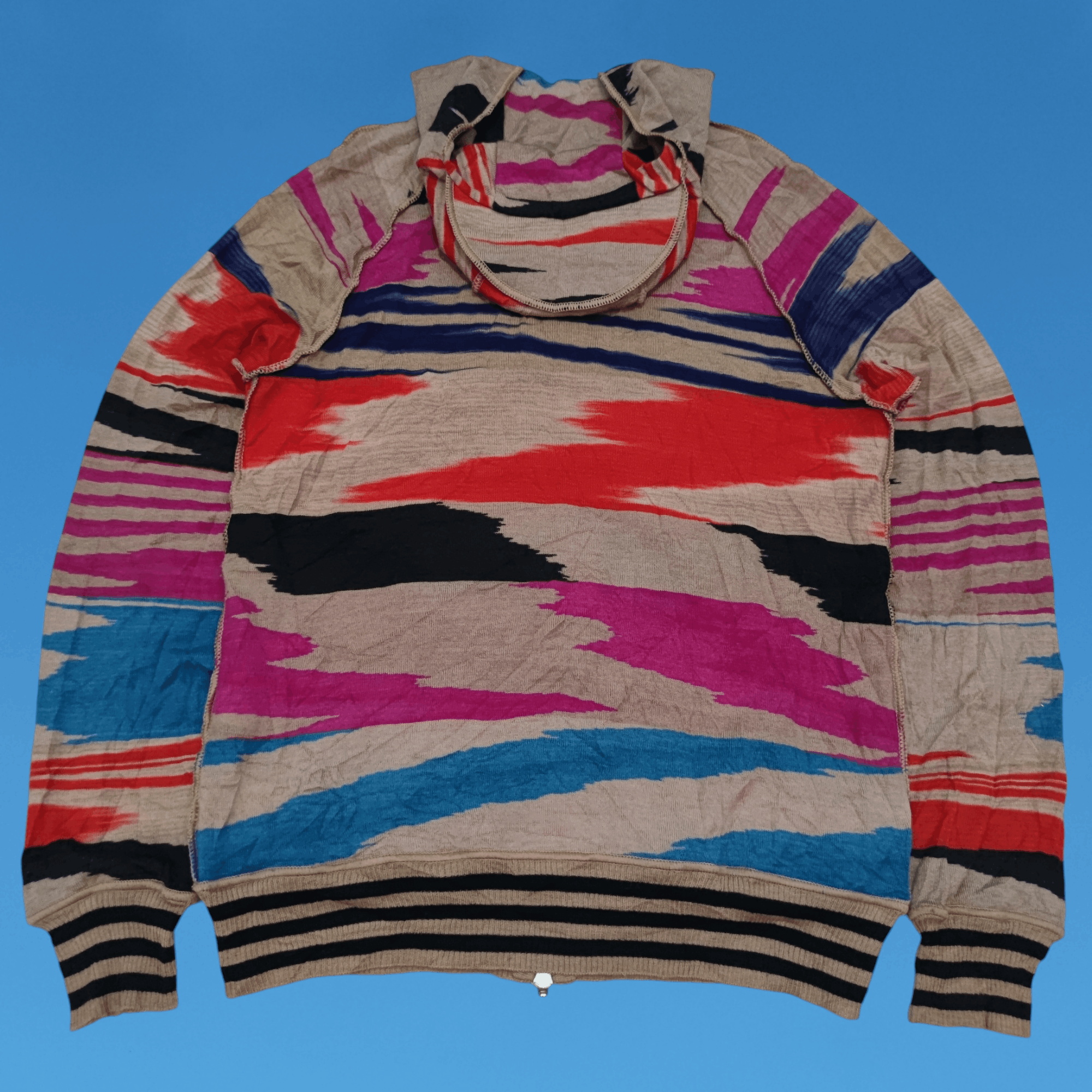 Missoni Rare!! Missoni Nice Design Wool Zip Hoodie Size M / US 6-8 / IT 42-44 - 2 Thumbnail