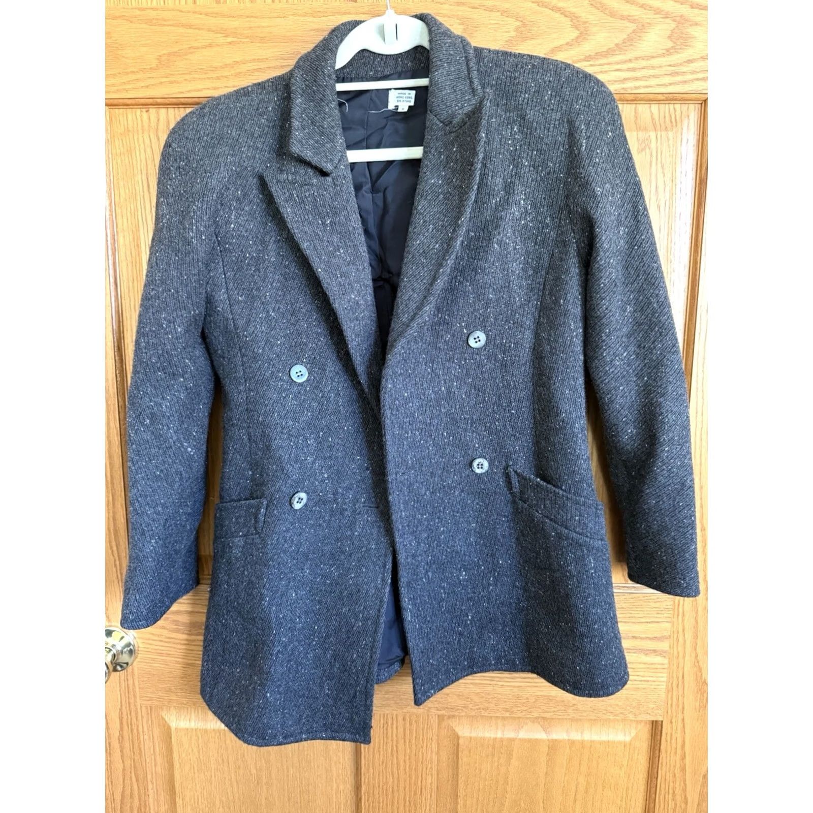 Vintage VINTAGE Womens Pea Coat Wool Gray 6 Coat Button Pocket Wool Blend Lining Regular Women Winter Business Office Core Classic Paris Manche Size M / US 6-8 / IT 42-44 - 2 Thumbnail