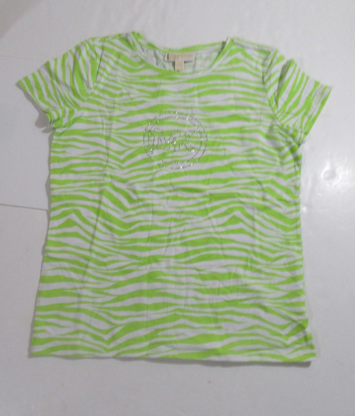 Michael Kors Michael Kors Womens Tiger Striped Shirt Bright Green Size L / US 10 / IT 46 - 1 Thumbnail