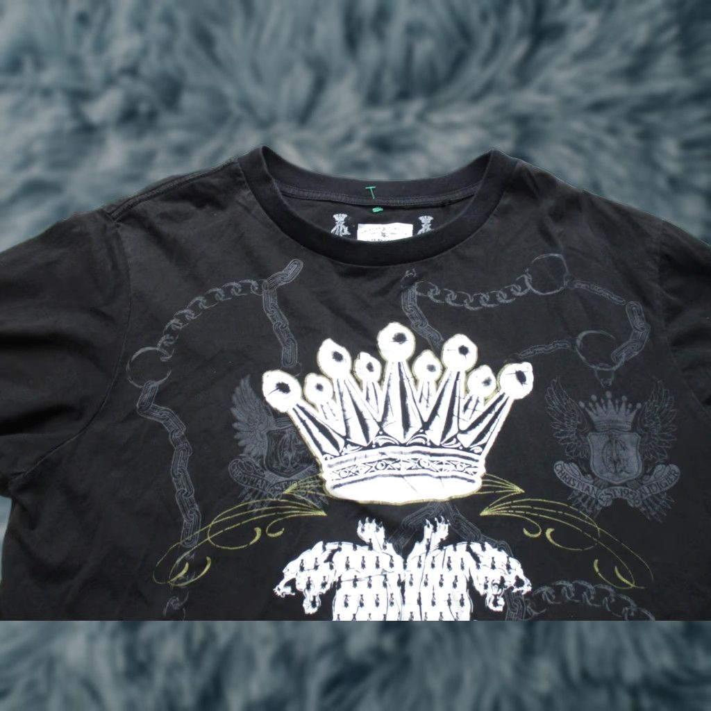 Vintage Christian Audigier Shirt Mens 3XL Black Crown Lion Crest Graphic Tee Two Sided Size US XXL / EU 58 / 5 - 1 Thumbnail