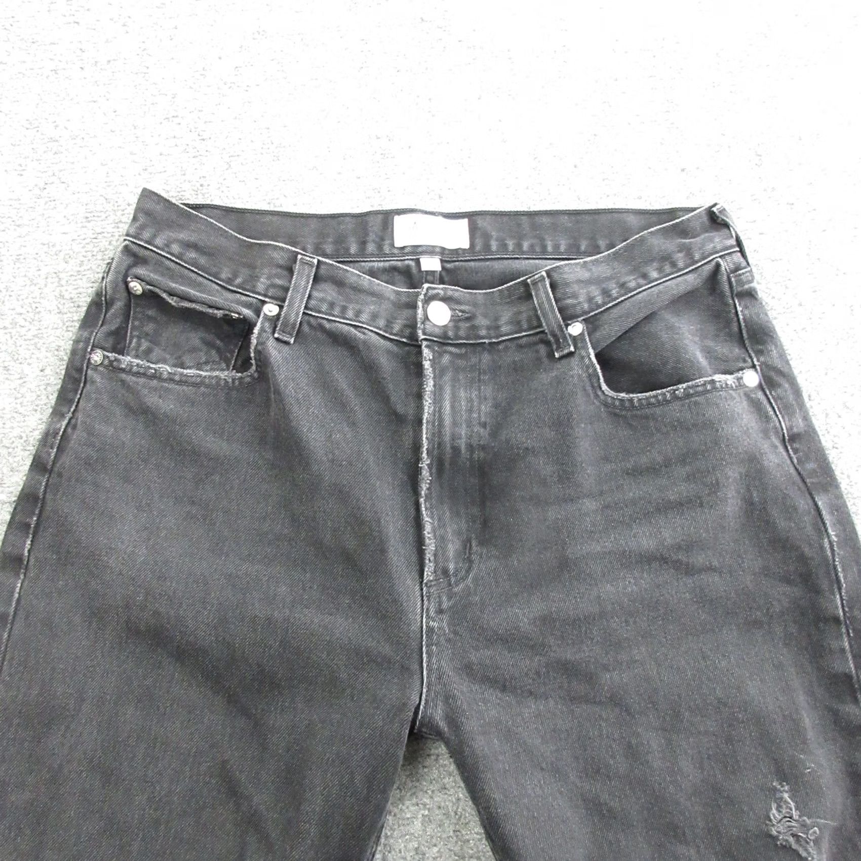 Agolde AGOLDE Jeans Womens Cherie High Rise Straight Charcoal Wash Distressed Denim 31 Regular Inseam 30in 5-Pocket Cotton Zip Button Size 24" / US 00 / IT 34 - 4 Thumbnail