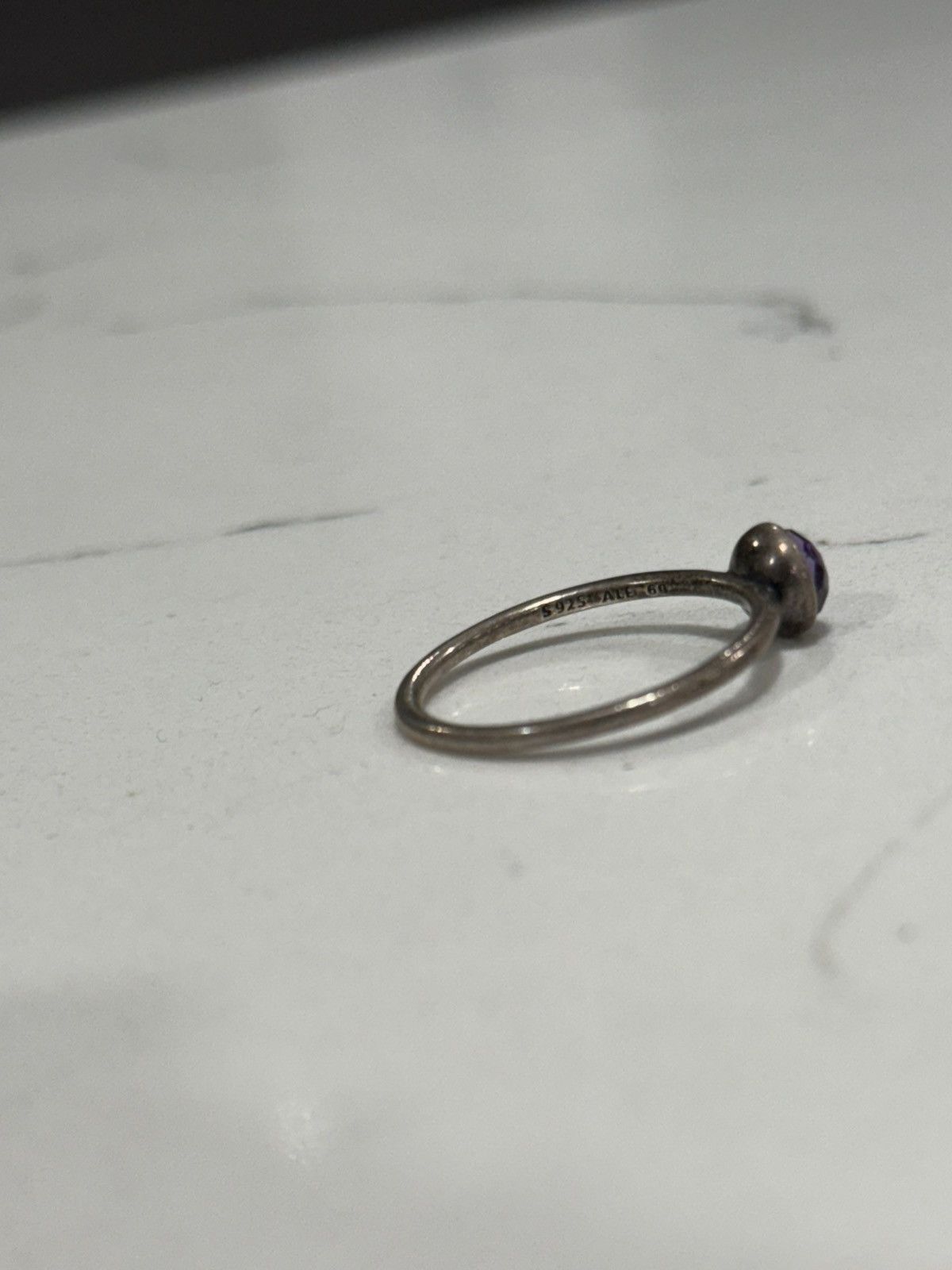 pandora RETIRED Pandora 925 Amethyst Feb Birthstone Ring Size ONE SIZE - 4 Thumbnail