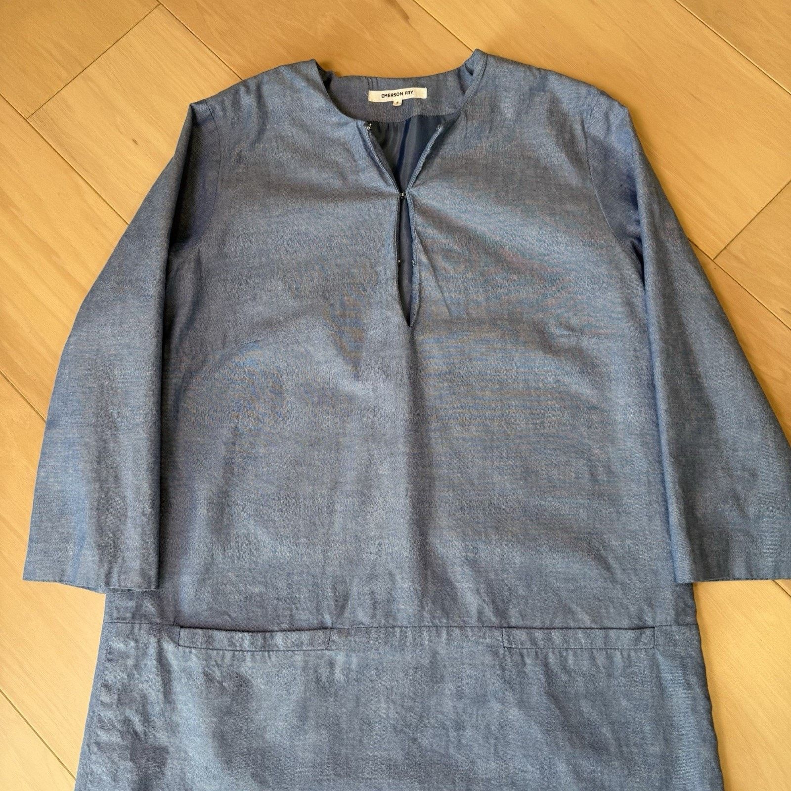 Emerson Fry Emerson Fry Chambray Mod Dress Women's Small Blue V Neck Size S / US 4 / IT 40 - 4 Thumbnail