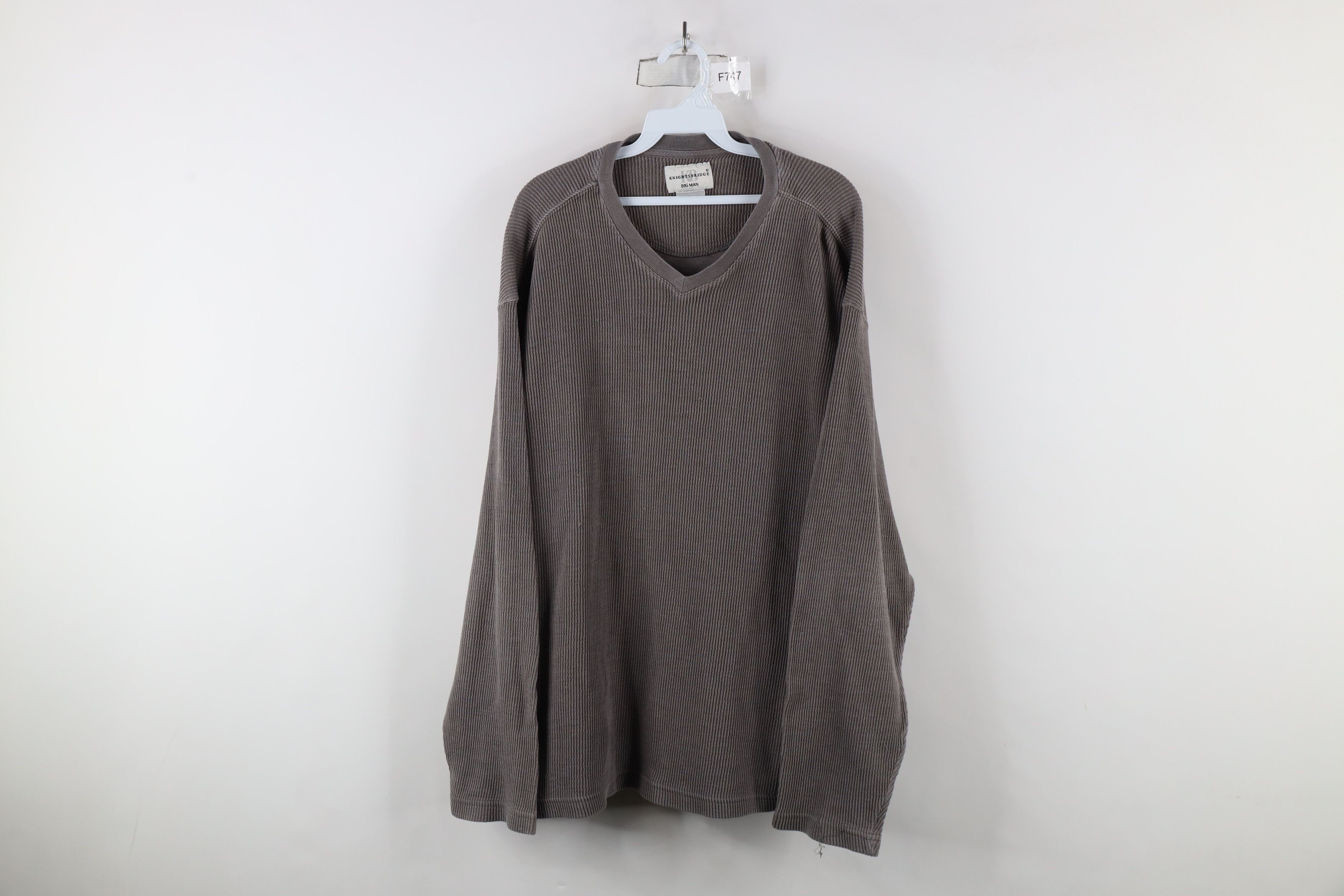 Vintage Vintage 90s Streetwear Ribbed Knit Long Sleeve T-Shirt Gray Size US XXL / EU 58 / 5 - 1 Thumbnail