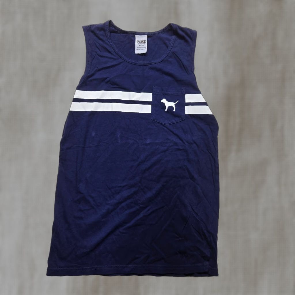 Victoria's Secret Victoria's Secret PINK Blue Sleeveless Tank Top Shirt with Big Logo Womens XS Size XS / US 0-2 / IT 36-38 - 1 Thumbnail