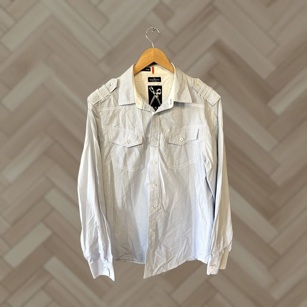 Ecko Unltd. Marc Ecko Mens Button-Up Shirt Blue Striped Long Sleeve Size M Size US M / EU 48-50 / 2 - 1 Thumbnail