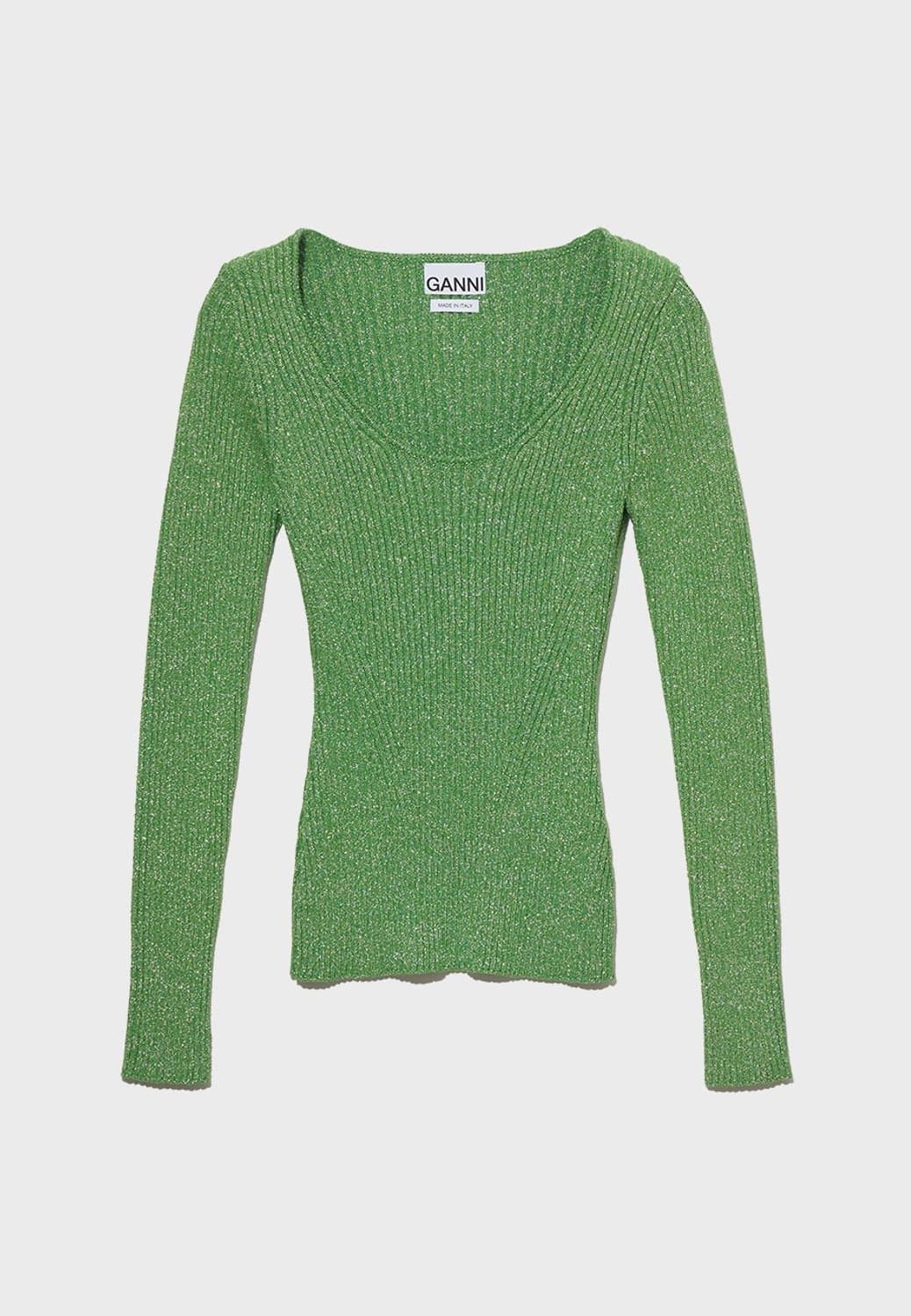 Ganni Ganni Ganni grön glittrig topp Sweater Size XS / US 0-2 / IT 36-38 - 1 Thumbnail