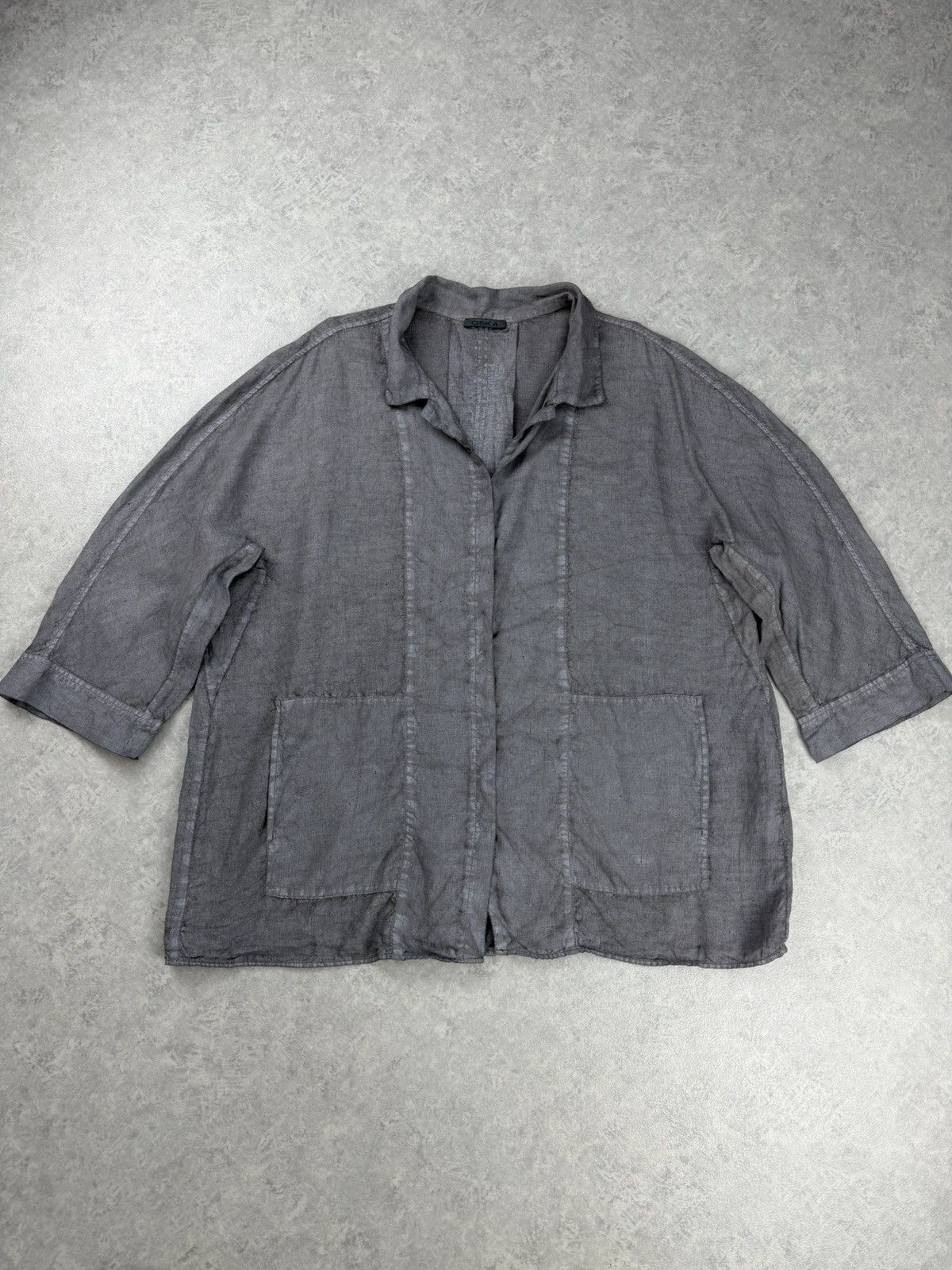 OSKA OSKA Gray Linen Shirt 3/4 Sleeve Relaxed Fit Size 3 Size L / US 10 / IT 46 - 1 Thumbnail