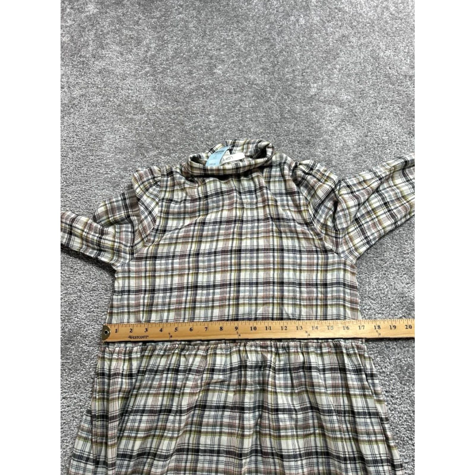 Loft Loft Shirt Dress Small Petite Multicolor Plaid Button Front New Womens Size S / US 4 / IT 40 - 5 Thumbnail