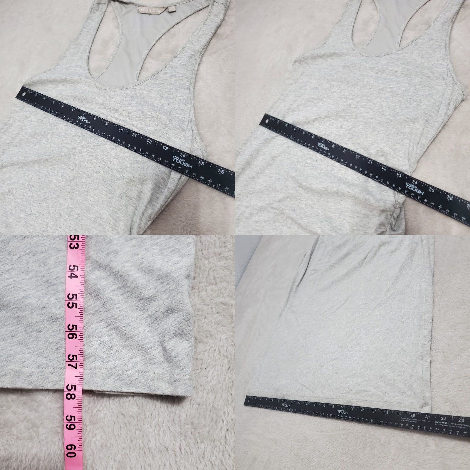Athleta VINTAGE Athleta Maxi Dress Women MP Gray Racerback Tank Ruched Side Slit Stretch Beachy Size M / US 6-8 / IT 42-44 - 8 Thumbnail