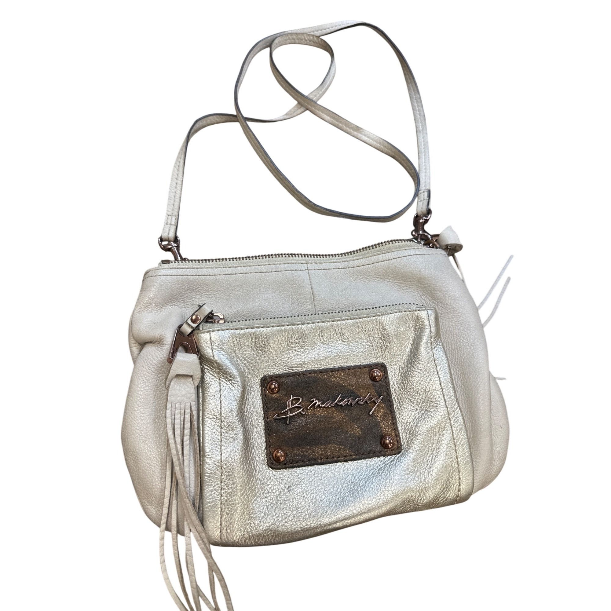 Designer B Makowsky Womens Tan Leather Crossbody Purse With Tassel SK Size ONE SIZE - 1 Thumbnail