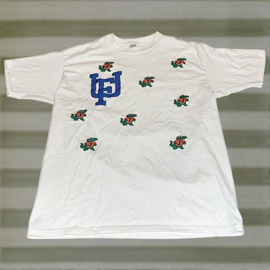 Jerzees VINTAGE Florida Gators T Shirt Jerzees Puff Paint Mens L/M White Short Sleeve 1990s Made In USA Size US M / EU 48-50 / 2 - 1 Thumbnail