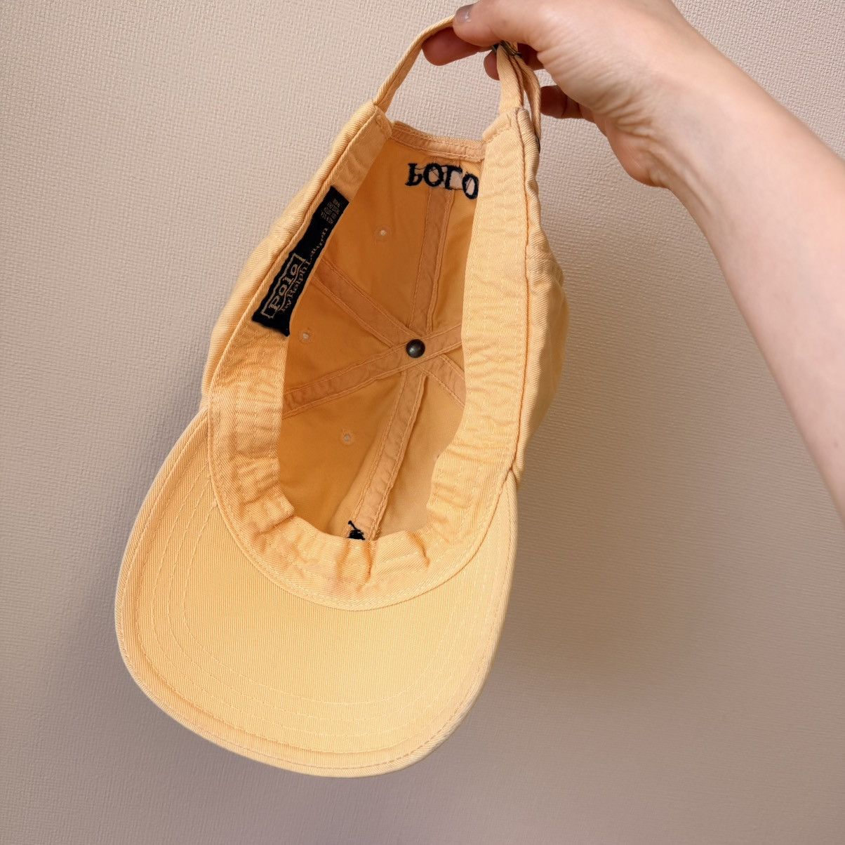 Polo Ralph Lauren Vintage Polo Ralph Lauren Yellow Chino Cap Navy Pony USA Size ONE SIZE - 5 Thumbnail