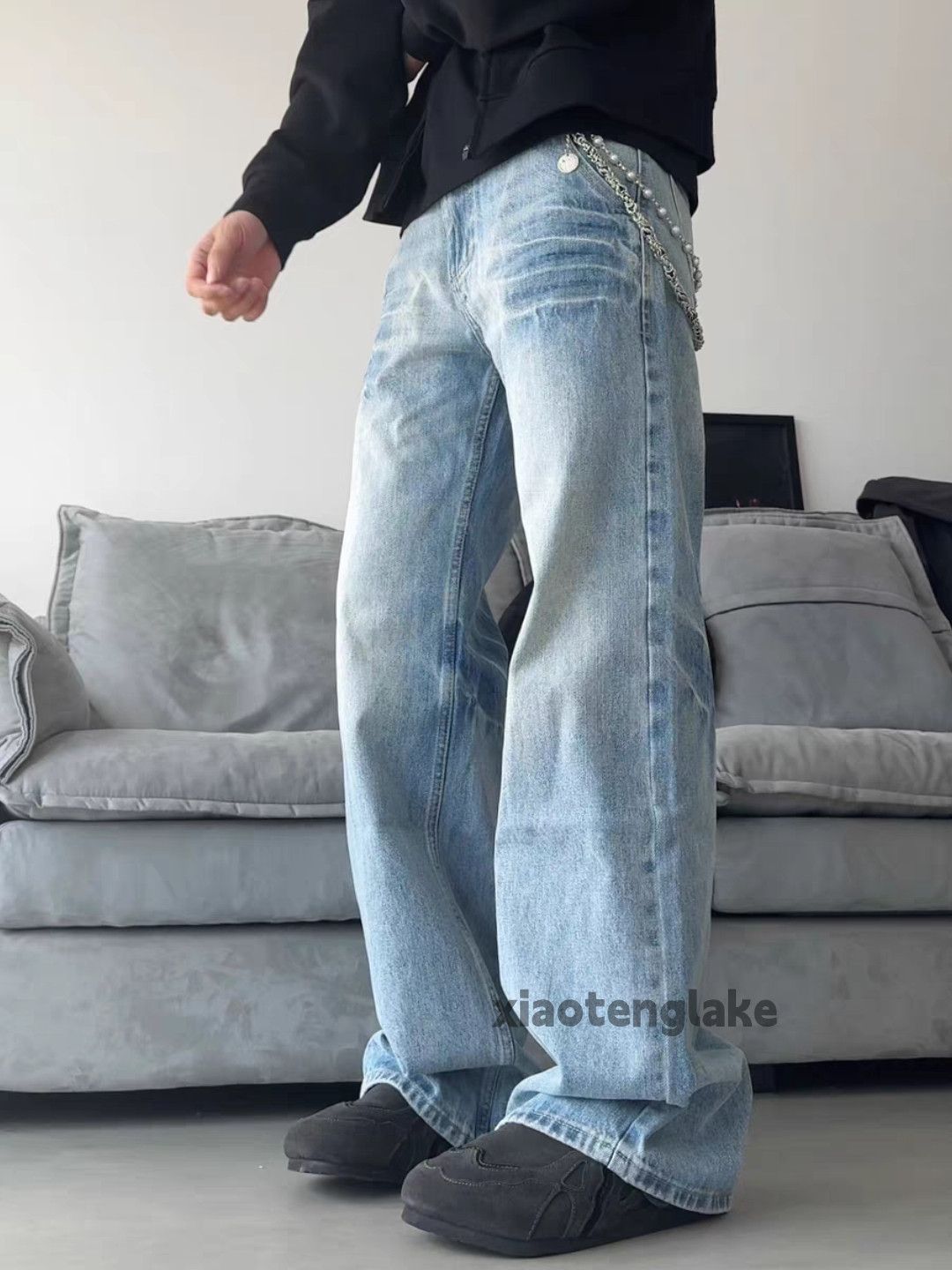 Jean Washed faded loose baggy skate punk grunge jeans Size US 34 / EU 50 - 3 Thumbnail