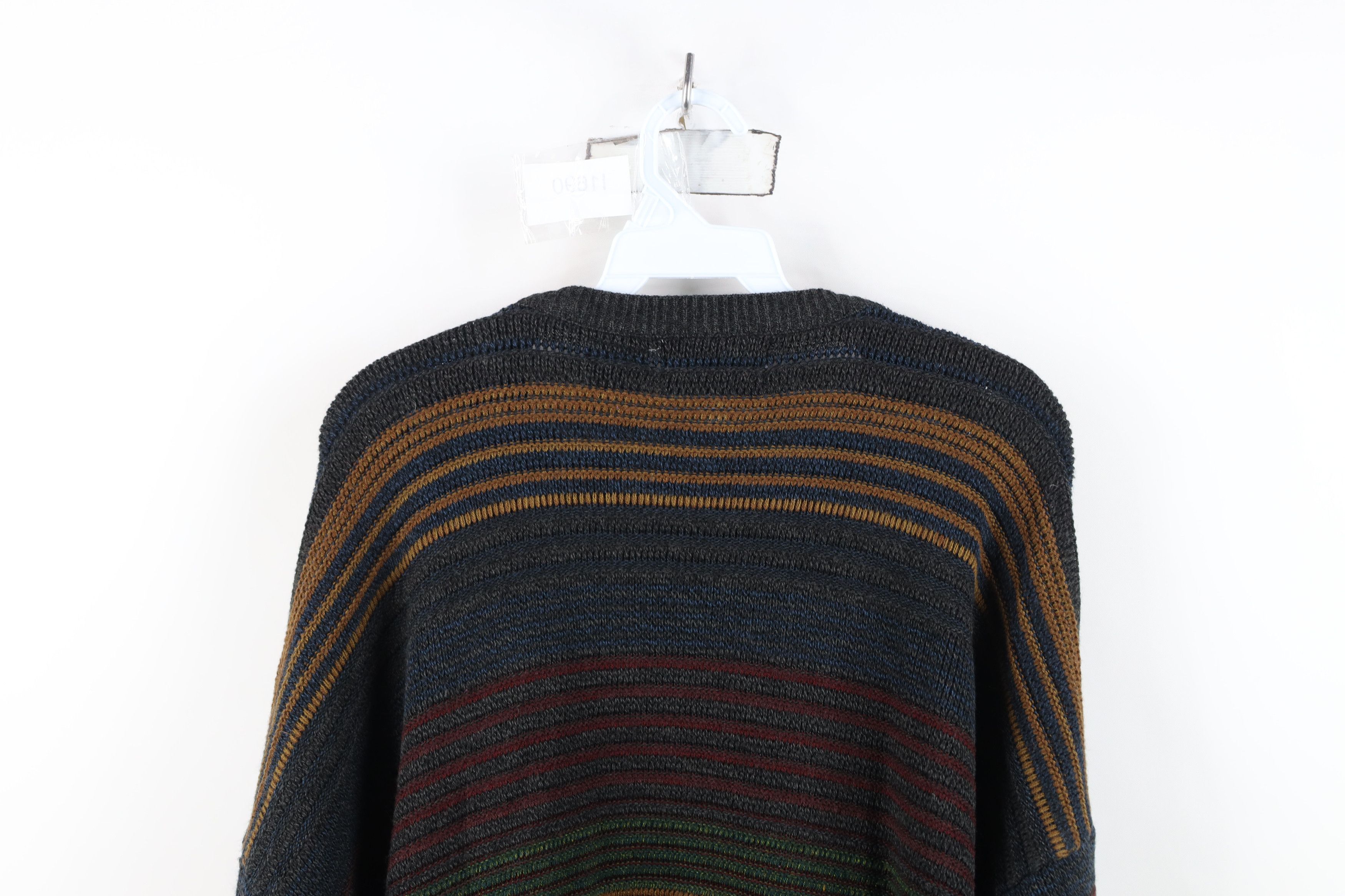 Vintage Vintage 90s Streetwear Striped Ribbed Knit Crewneck Sweater Size US XL / EU 56 / 4 - 10 Thumbnail