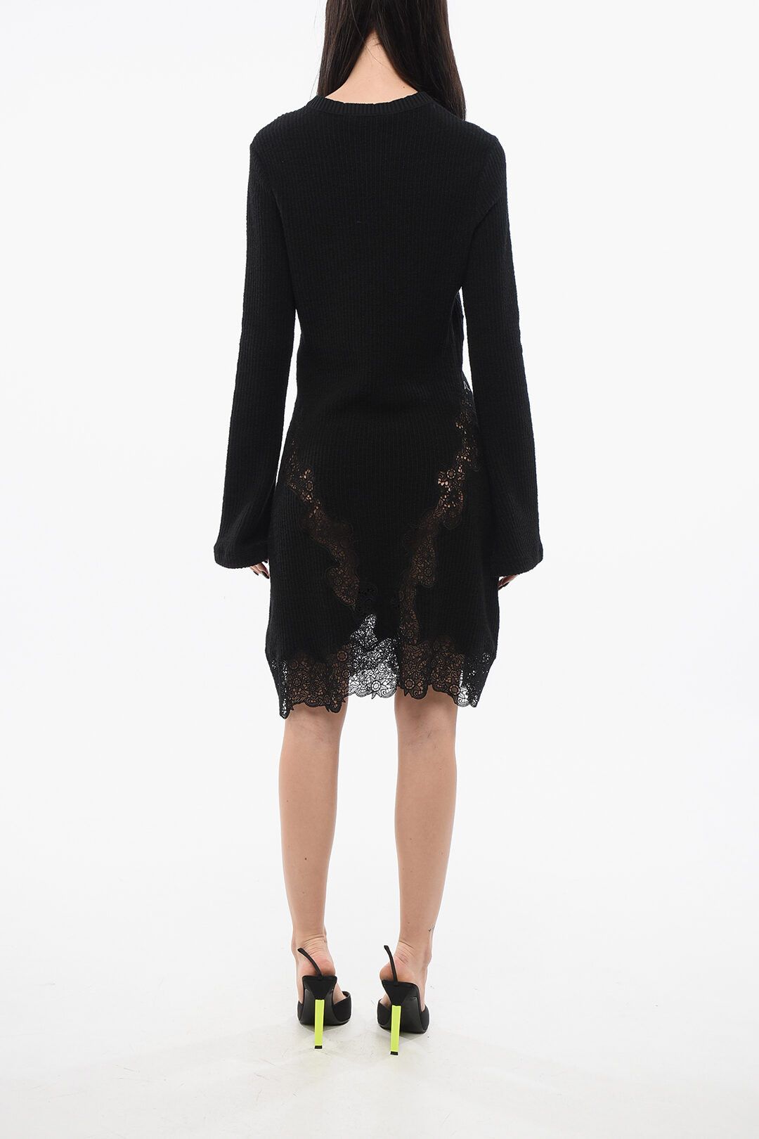 Chloe og1mm1125 Wool Ribbed Dress in Black Size M / US 6-8 / IT 42-44 - 2 Thumbnail