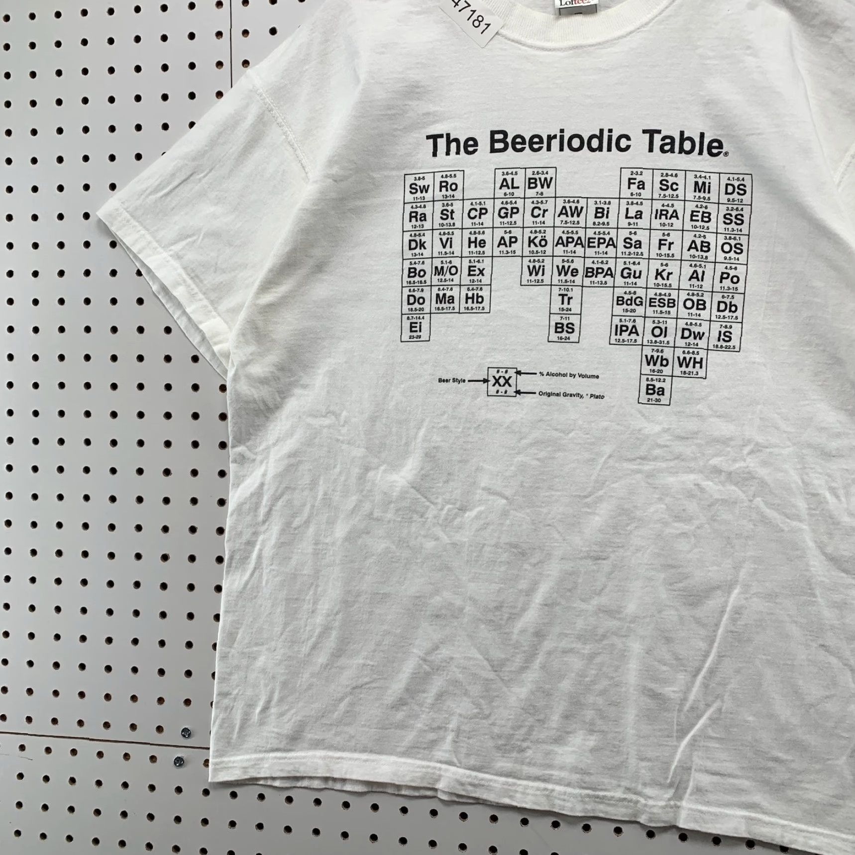 Fruit Of The Loom VINTAGE Fruit of the Loom Funny Beer Periodic Table T Shirt Mens XL White Beeriodic Short Sleeve Mens Size US XL / EU 56 / 4 - 4 Thumbnail