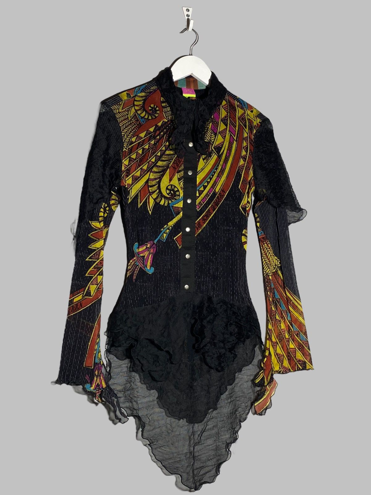 Designer × Vintage Save The Queen Women Art To Wear Top Blouse Button Up Size S / US 4 / IT 40 - 11 Thumbnail