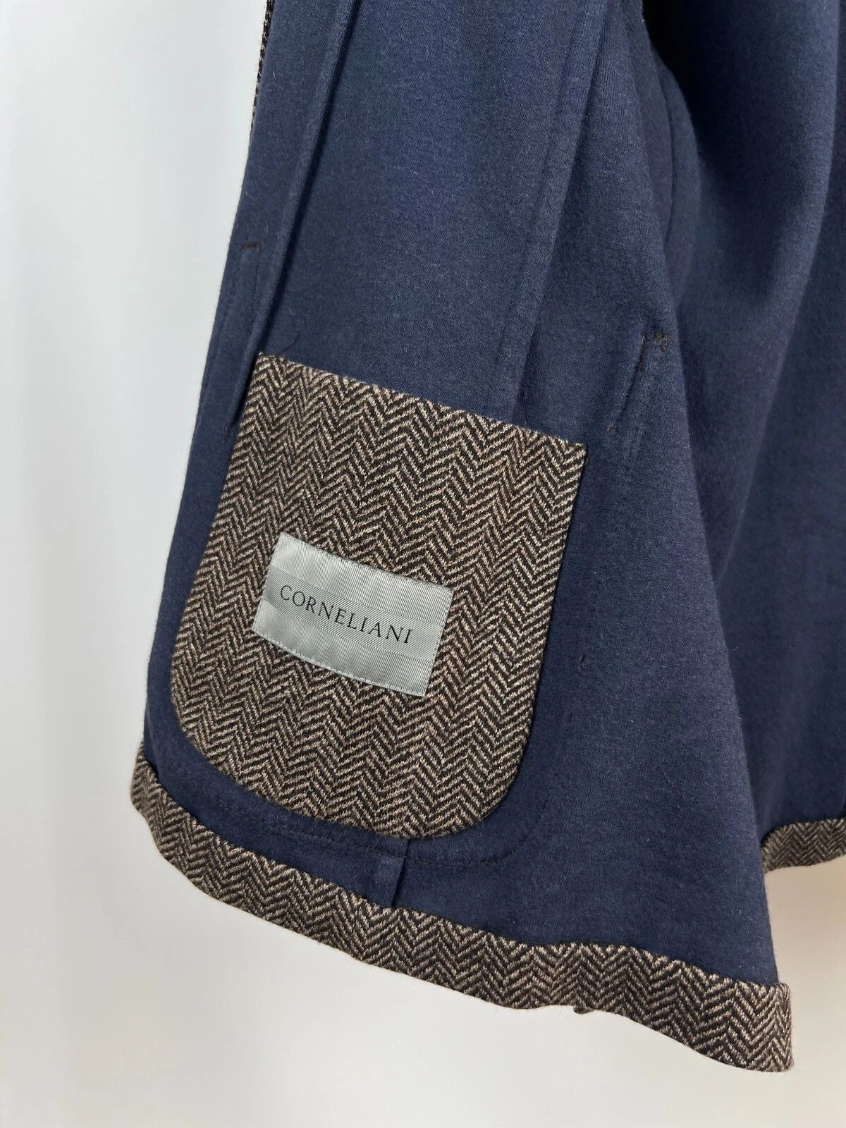 Corneliani Corneliani Wool Blend Herringbone Italian Blazer Jacket Size 44R - 19 Thumbnail