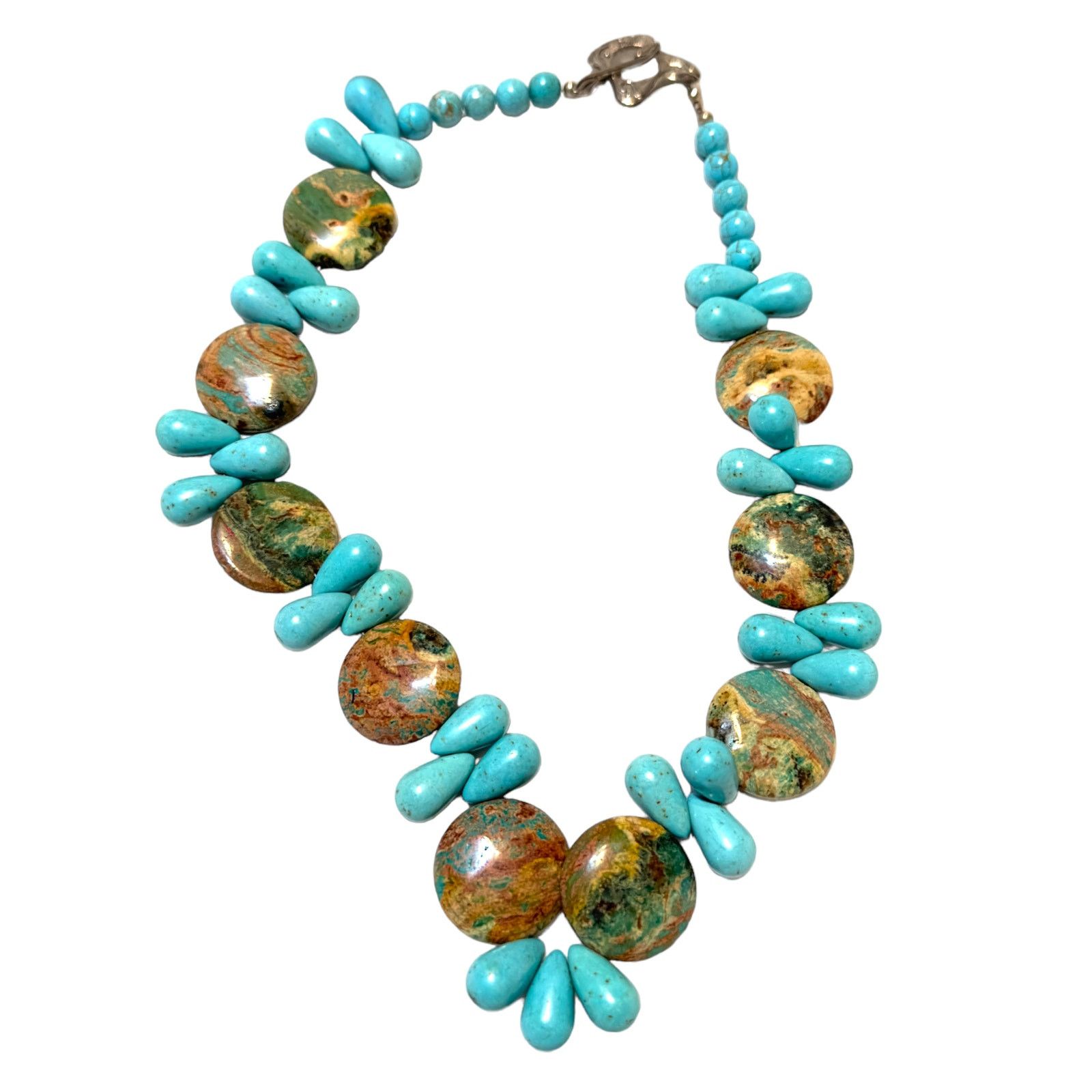 The Unbranded Brand Vintage Turquoise & Jasper Statement Gemstone Necklace Size ONE SIZE - 5 Thumbnail