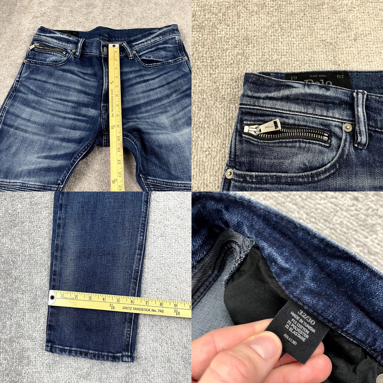 Polo Ralph Lauren VINTAGE Polo Ralph Lauren Jeans Men 32 x 30 Slim Fit Blue Denim 3D Knee Grunge Size US XS / EU 42 / 0 - 8 Thumbnail