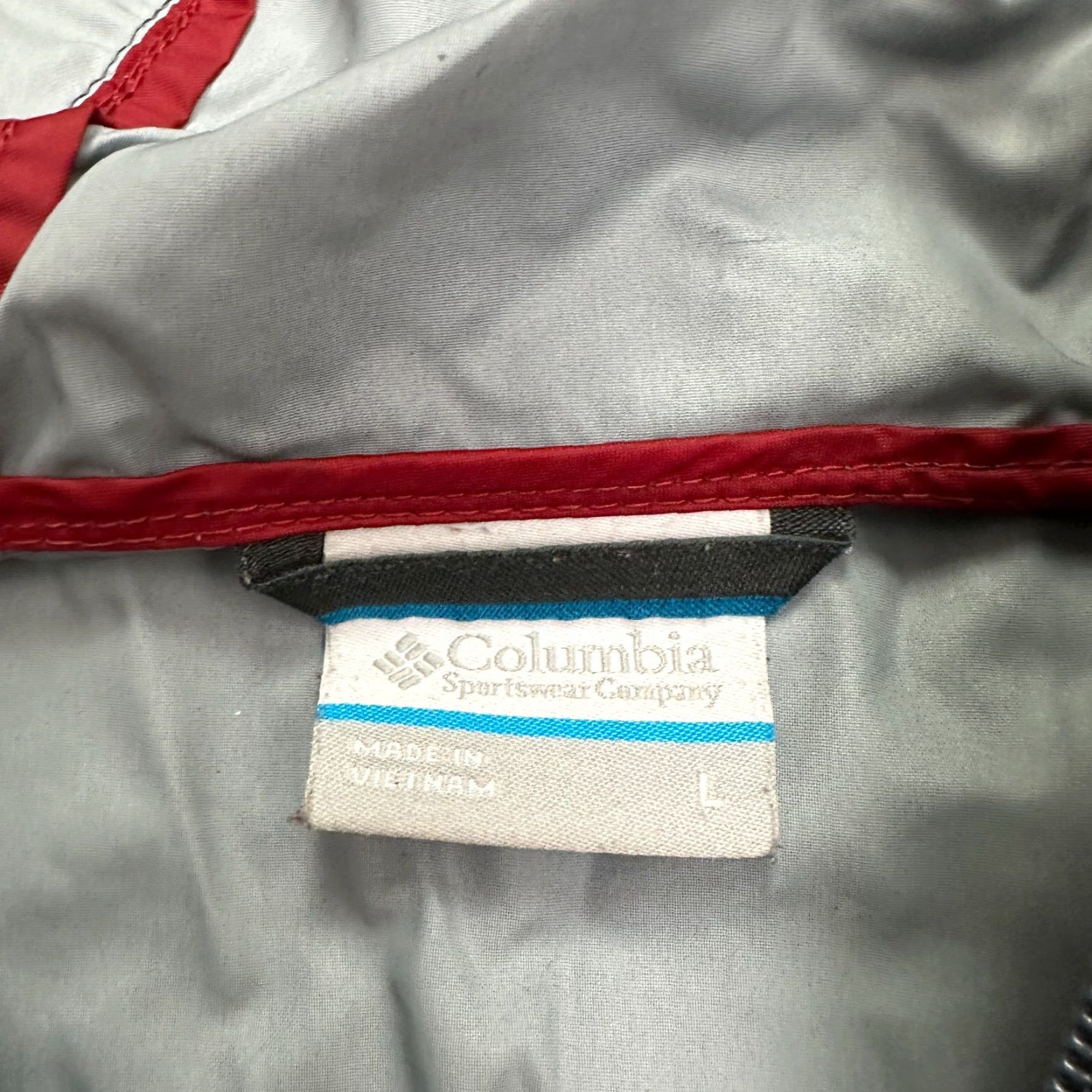 Vintage Columbia Water Light II Windbreaker Jacket Mens Large Red Gray Full Zip Hooded Jacket Regular Size US L / EU 52-54 / 3 - 6 Thumbnail