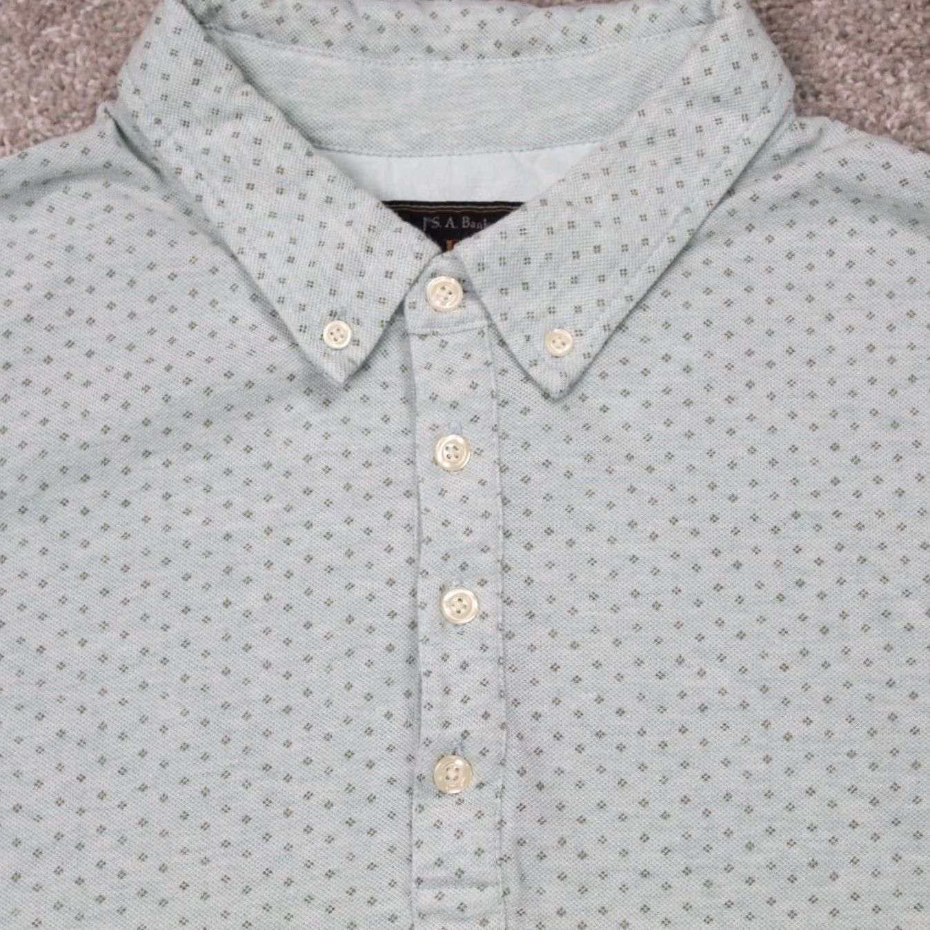 Jos. A. Bank Jos. A. Bank Polo Shirt Men XL Blue Geometric Cotton S/S Button-Down Short Sleeve 100% Cotton Regular Fit Classic Sportsman Model Size US XL / EU 56 / 4 - 2 Thumbnail