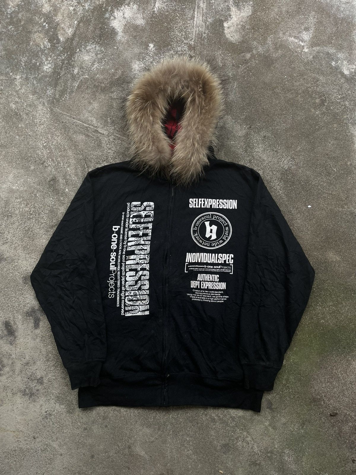 Japanese Brand B-ONE SOUL CRAZY POEM FUR HOODIE IFSIXWASNINE LGB STYLE Size US L / EU 52-54 / 3 - 2 Thumbnail