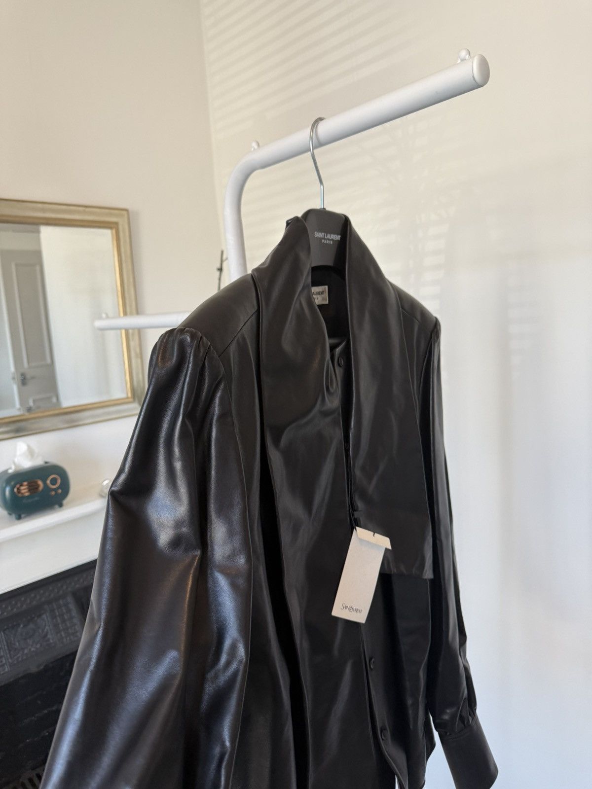 Saint Laurent Paris FW23 Saint Laurent Leather Lavalliere-Neck London Blouse Size US S / EU 44-46 / 1 - 10 Thumbnail