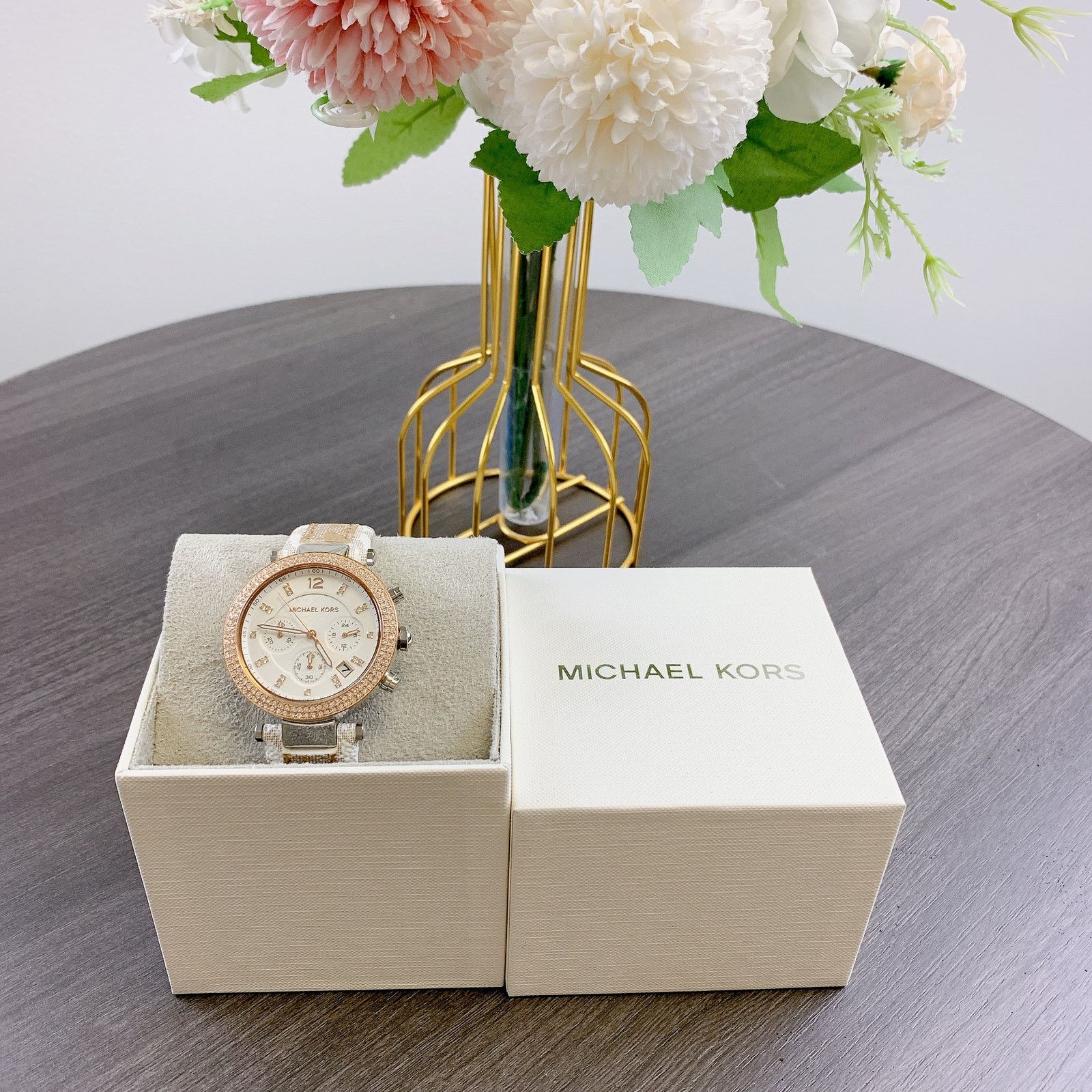 Michael Kors Michael Kors MK6950 Parker Chronograph Camel PVC Leather Size ONE SIZE - 4 Thumbnail
