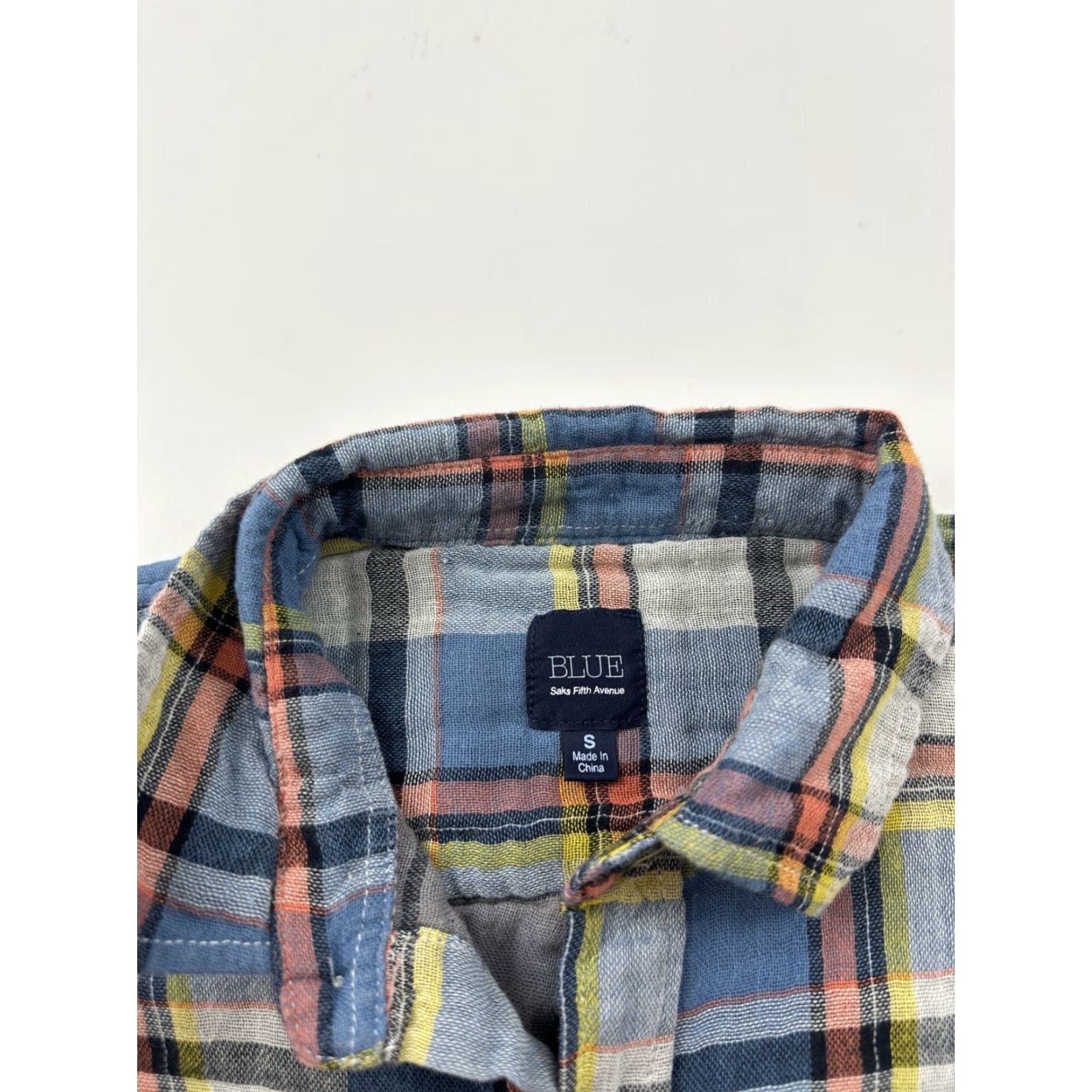 Saks Fifth Avenue Saks Fifth Avenue Shirt Mens Small Plaid Blue Button Up Casual Preppy Size US S / EU 44-46 / 1 - 2 Thumbnail