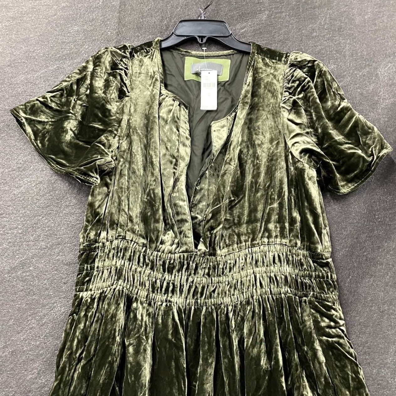 VINTAGE ANTHROPOLOGIE Somerset Maxi Dress Velvet Edition Women's XL Green  Short Sleeve Long