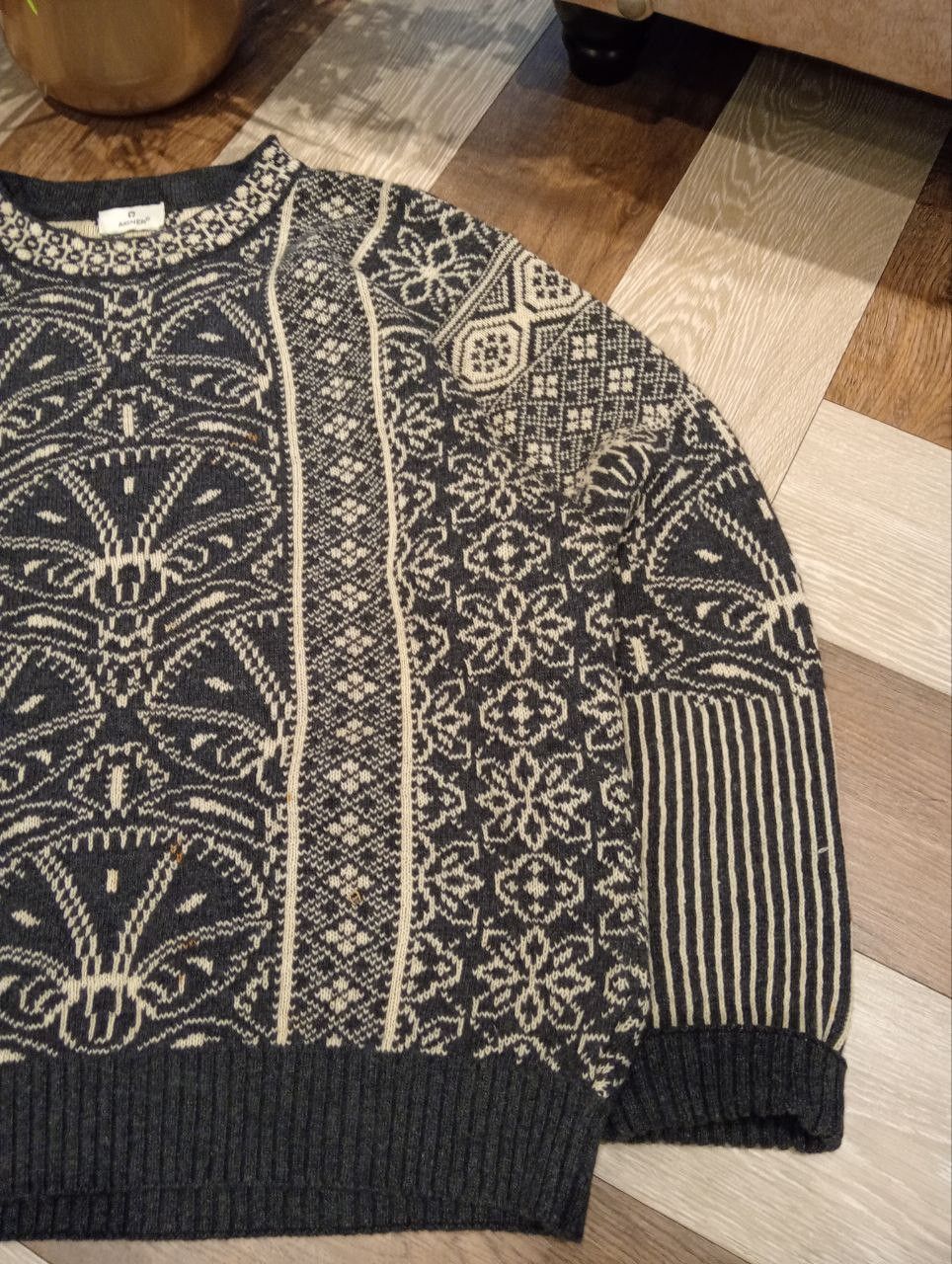 Aigner VINTAGE AIGNER KNITTED SWEATER - SIZE S DARK GREY Size US S / EU 44-46 / 1 - 4 Thumbnail