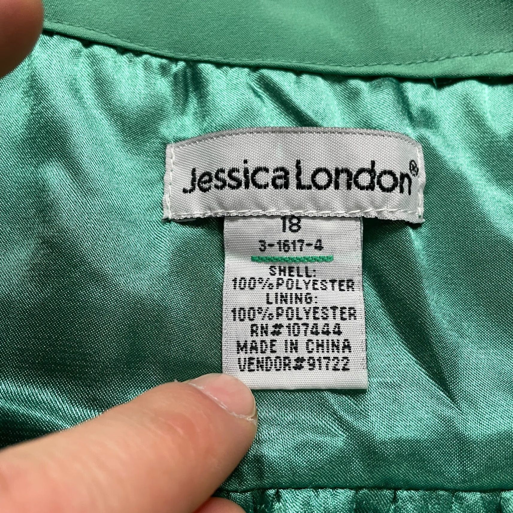 Vintage Jessica London Dress Women 18 Green Halter Cowl Neck Lined Midi Shift Party Work Size XXL / US 16-18 / IT 52-54 - 6 Thumbnail